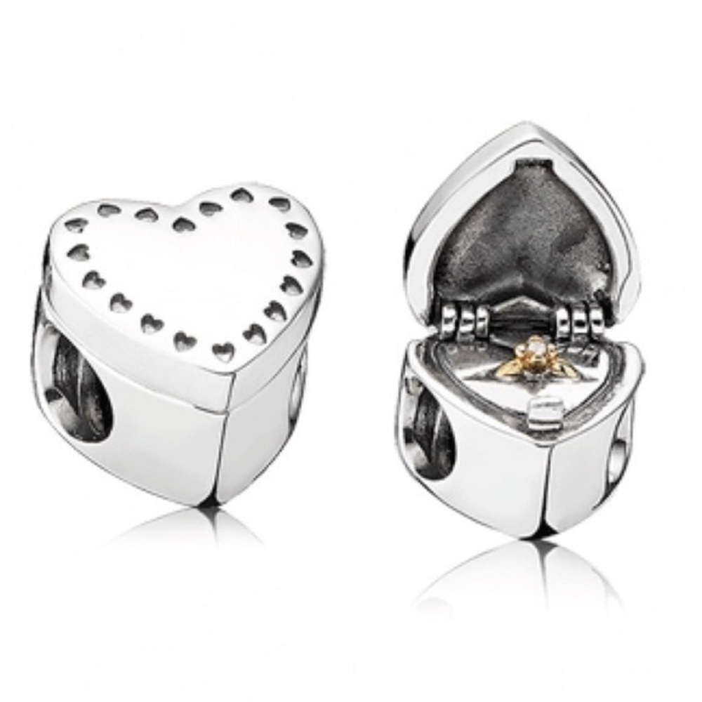 Pandora Engagement Ring in Box Two Tone Gold Diamond